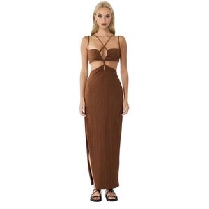 Rumer Oasis Chocolate Maxi Dress NWT
